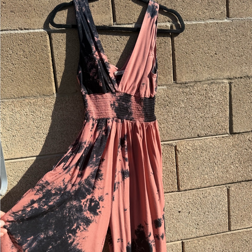 Khan Pink and Black Tie-Dye Jumpsuit